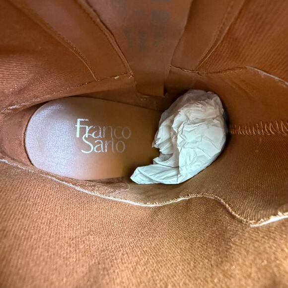 Franco Sarto Etta Pointed Toe Wedge Boot Tan Leather Ankle Booties Womens 6.5 - Picture 11 of 14